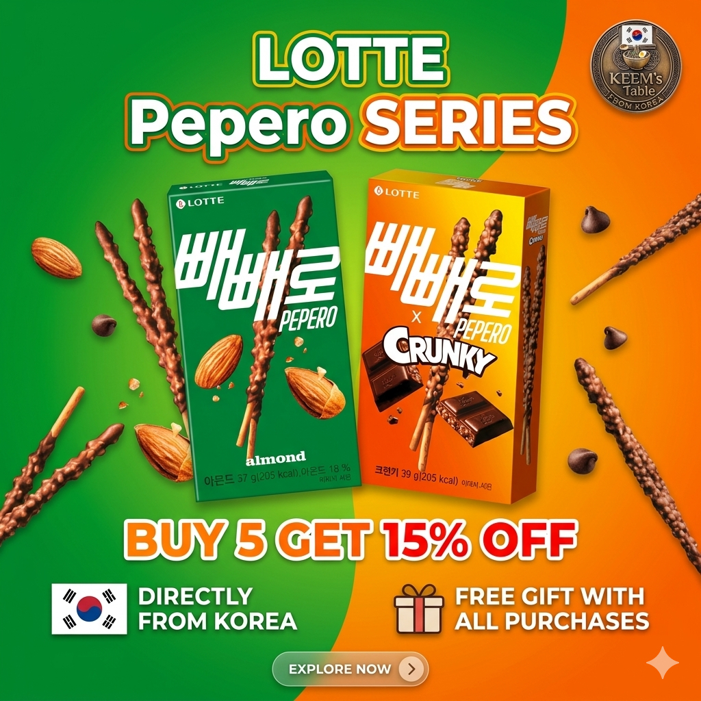 Bánh quy que phủ sô cô la Lotte Pepero Mystery Pack Almond Crunky Hot Hit TikTok Viral Mukbang ASMR 