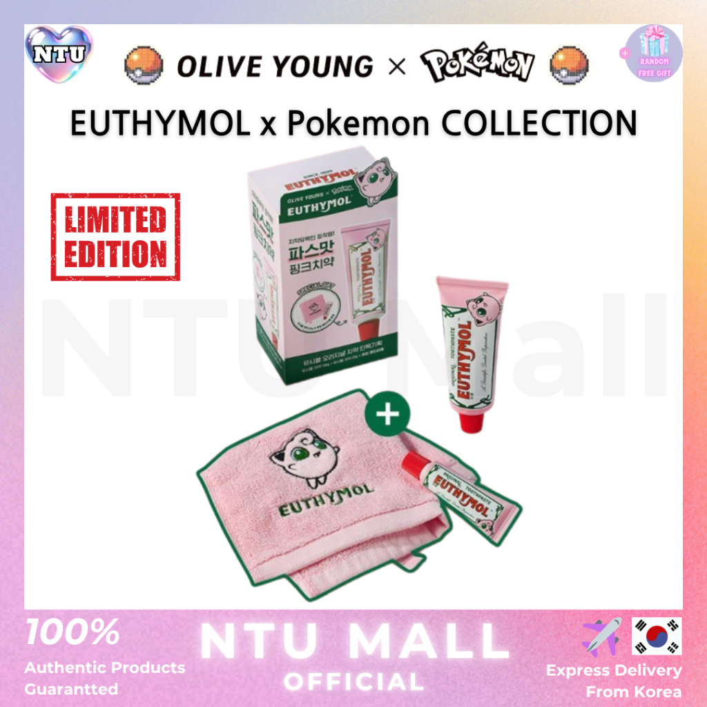 [EUTHYMOL x Pokemon] Kem đánh răng chính hãng phiên bản Pokemon Collabo mới 106g + 20g + Khăn làm đẹ