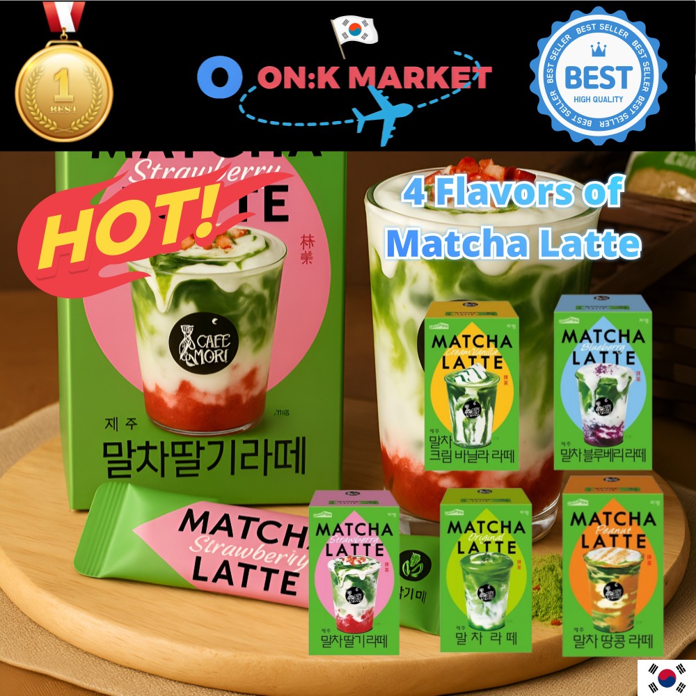Matcha Dâu Latte 10 Que | Hỗn hợp Latte hòa tan Hàn Quốc | 5 Vị Matcha Latte | Đồ uống kiểu quán cà 