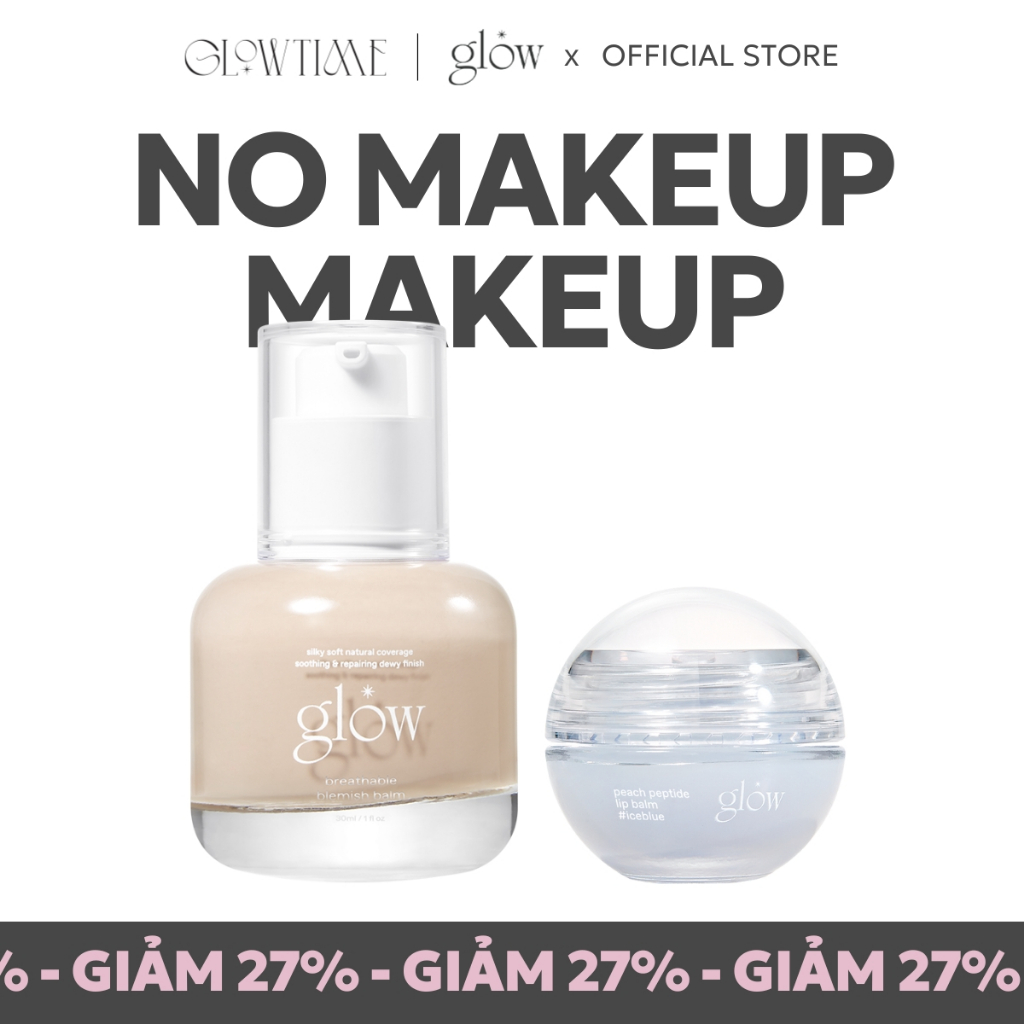 [glow] COMBO Mặt Mộc 99% | BB Cream Breathable Blemish Balm & Son dưỡng bóng Peach Peptide Lipbalm