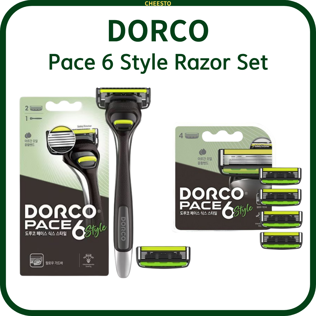 Dao cạo kiểu Dorco Pace 6 – Hộp mực – Micro Span 6 cánh, Bảo vệ lược, Tay cầm chống trượt