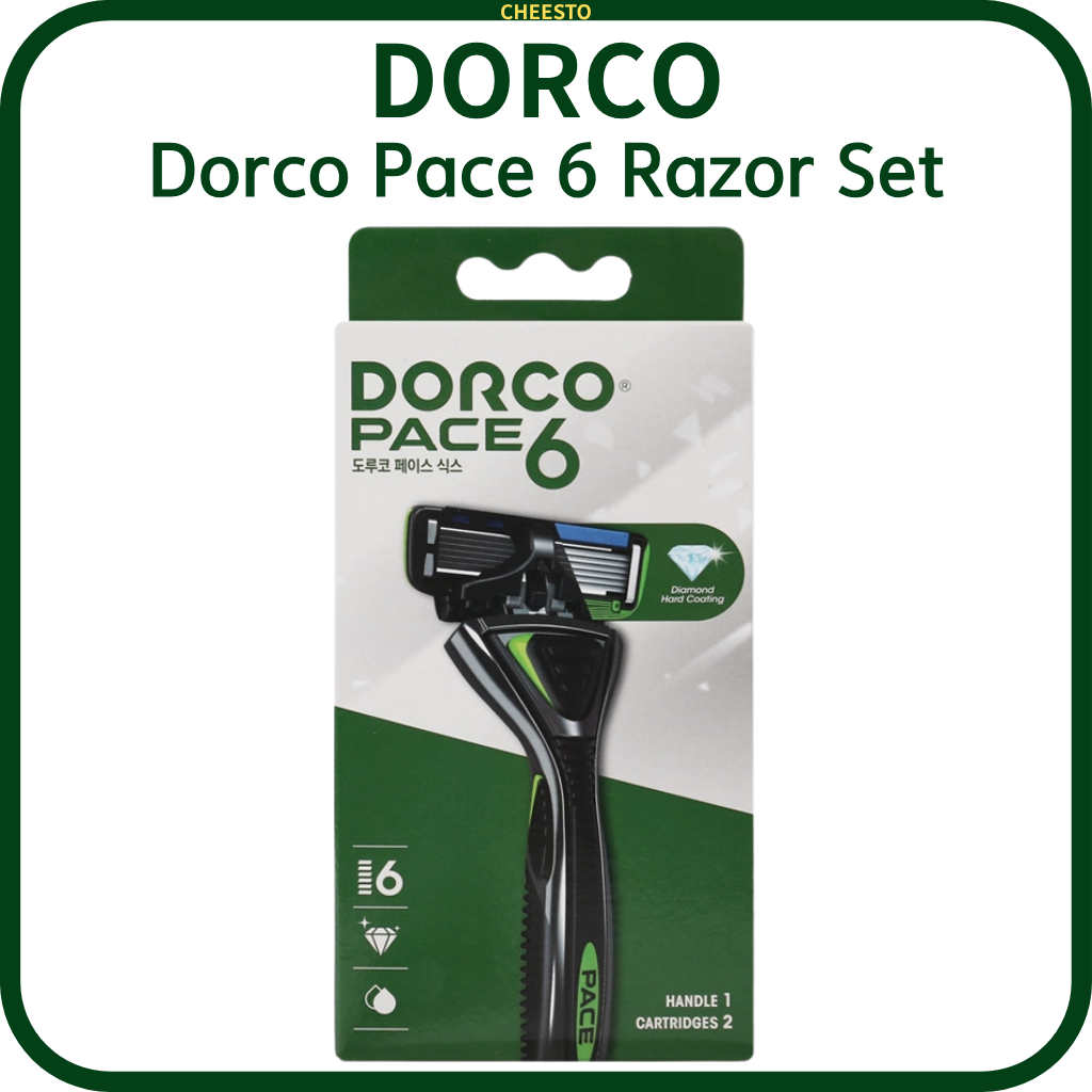 Bộ dao cạo DORCO Pace 6 – Dao cạo có thể nạp lại 6 thanh với 1 tay cầm + 2 hộp mực – Sản xuất tại Hà