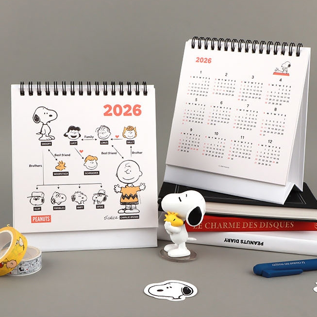 HÀN QUỐC 2026 CLASSIC SQUARE SNOOPY CALENDAR - lịch để bàn nhật ký sổ tay ghi chú ghi nhớ