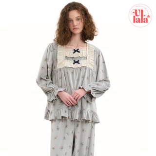   MALL CHÍNH HÃNG   25301WTLLN  ULLALA PAJAMAS Dria Set bộ ngủ mặc nhà nỉ nhung tay dài Freesize 
