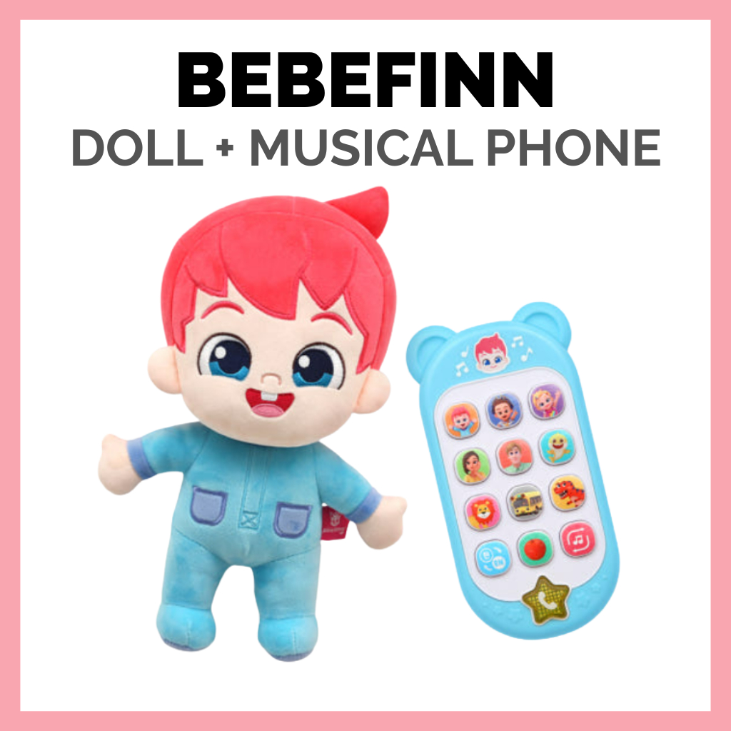 [Pinkfong] Bộ Bebefinn 1 + 1, Búp bê Bebefinn + Điện thoại cảm ứng âm nhạc, Sản phẩm chính hãng Hàn 