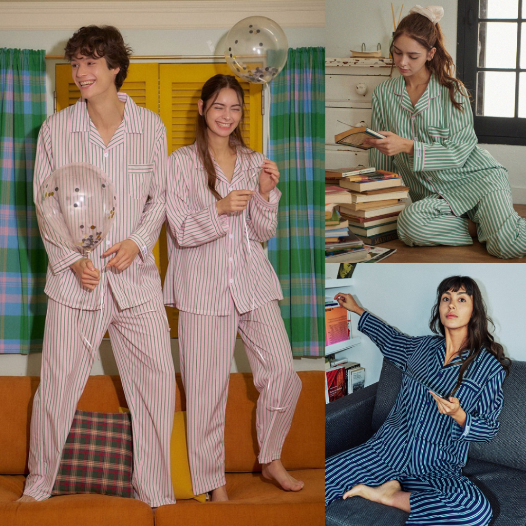 [Off Hour] Korea Silky Touch Long Sleeve Pajama Set, Unisex, Couple Pajama Set, Soft Touch Comfort P