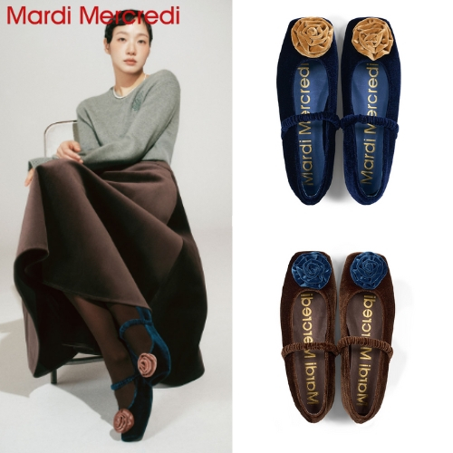 [MARDI MERCREDI] MARYJANE FLAT ROSE VELVET _ 8 MÀU / 100% sản phẩm KR chính hãng / vận chuyển nhanh 