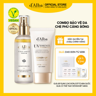 [d'Alba Official] Combo bảo vệ da che phủ căng bóng ( First Spray Serum 100ml, Tone-up Sun Cream Cover Beige 50ml )