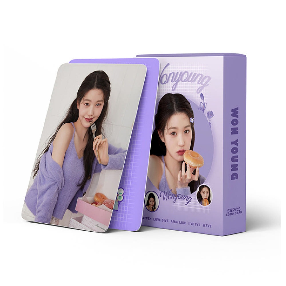 IVE Purple Concept Fancam Kpop Lomo Card Set 55 chiếc Wonyoung Yujin Leeseo Rei Liz Bộ Photocard Tím