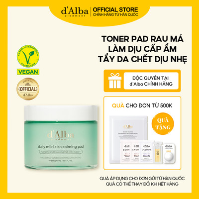 [d'Alba Official] Toner Pad rau má cấp ẩm và tẩy da chết dịu nhẹ hàng ngày (50 miếng,165ml)