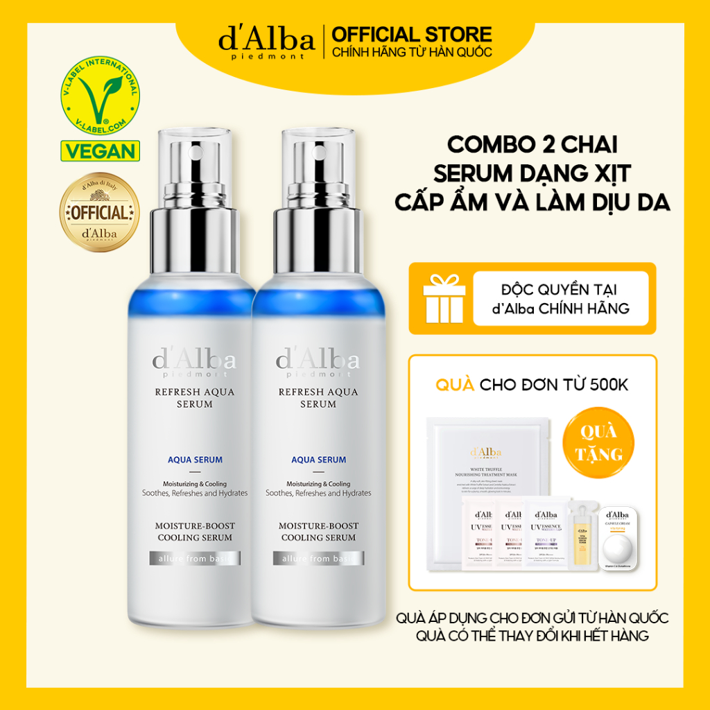 [d'Alba Official] Combo d'Alba Refresh Aqua Serum độc quyền (Refresh Aqua Serum 100ml x2)