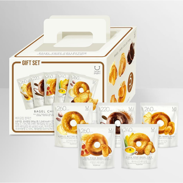 [Dự án Delight] Bộ quà tặng Bagel Chips phiên bản ngày lễ (5 gói) Bộ sưu tập lễ hội gồm chip bagel b