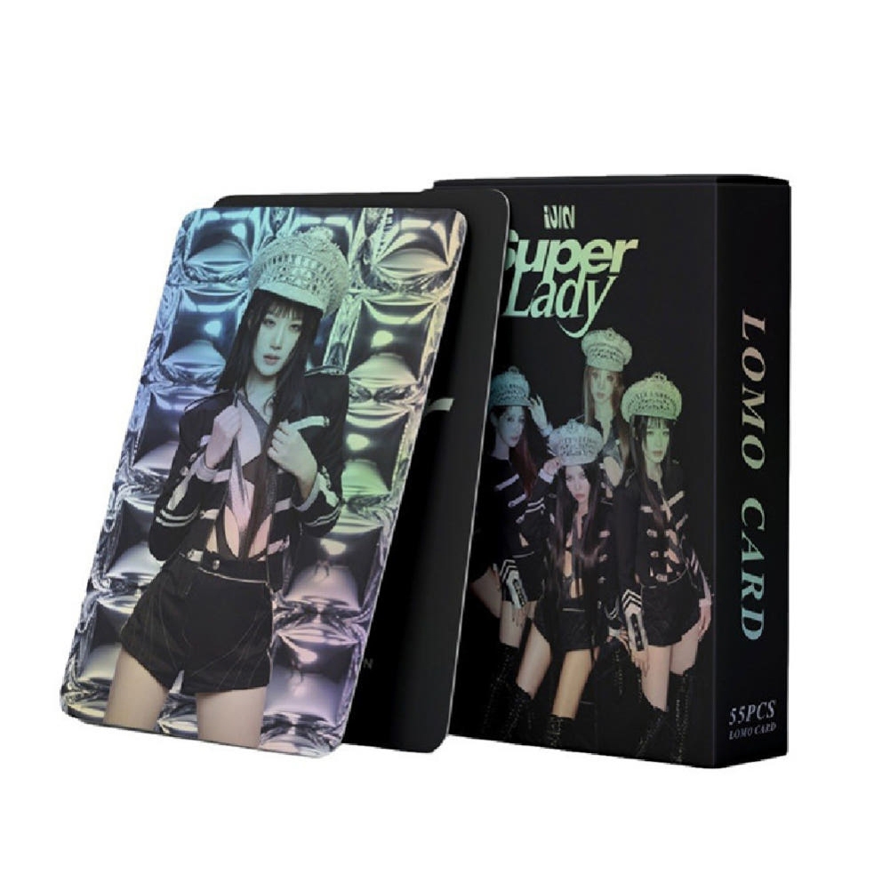(G) I-DLE Super Lady Black PRISM Holographic Lomo Card 55 chiếc Soyeon Miyeon Shuhua Minnie Yuqi Khô