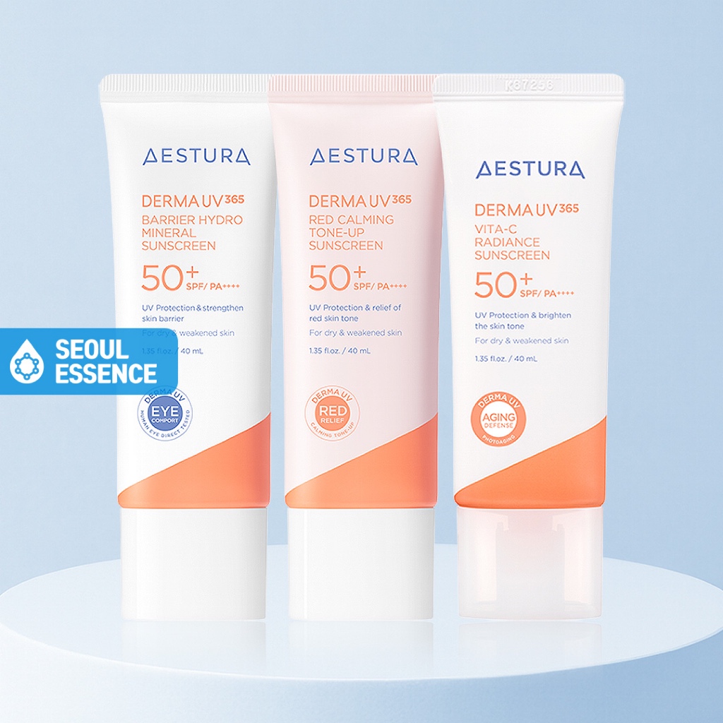 Kem chống nắng AESTURA Derma UV 365 Vita-C Radiance / Barrier Hydro Mineral / Red Calming Tone-Up - 