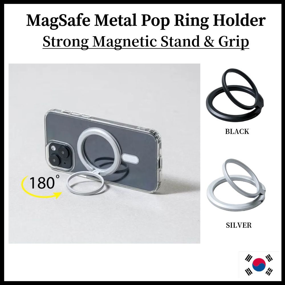 Giá đỡ nhẫn Pop kim loại MagSafe – Chân đế & Tay cầm từ tính mạnh (Đen / Bạc) Vòng MagSafe / Giá đỡ 