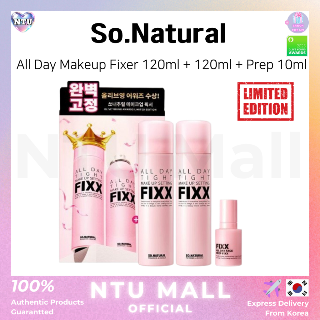 [1 + 1] BỘ TRANG ĐIỂM THẤM MẶT TẤT CẢ NGÀY FIXX (Dụng cụ cố định trang điểm) 120ml + 120ml + Prep 10