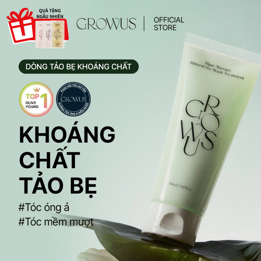 [GROWUS Chính hãng] Kem dưỡng tóc thế hệ mới tảo bẹ, khoáng chất kết cẩu mỏng nhẹ dễ thấm, không cần
