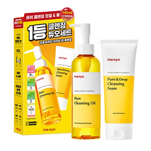 Manyo Factory Pure Cleansing Oil & Cleansing Foam Duo Set 2 chiếc Deep Cleanser Blackhead Melt Gentl