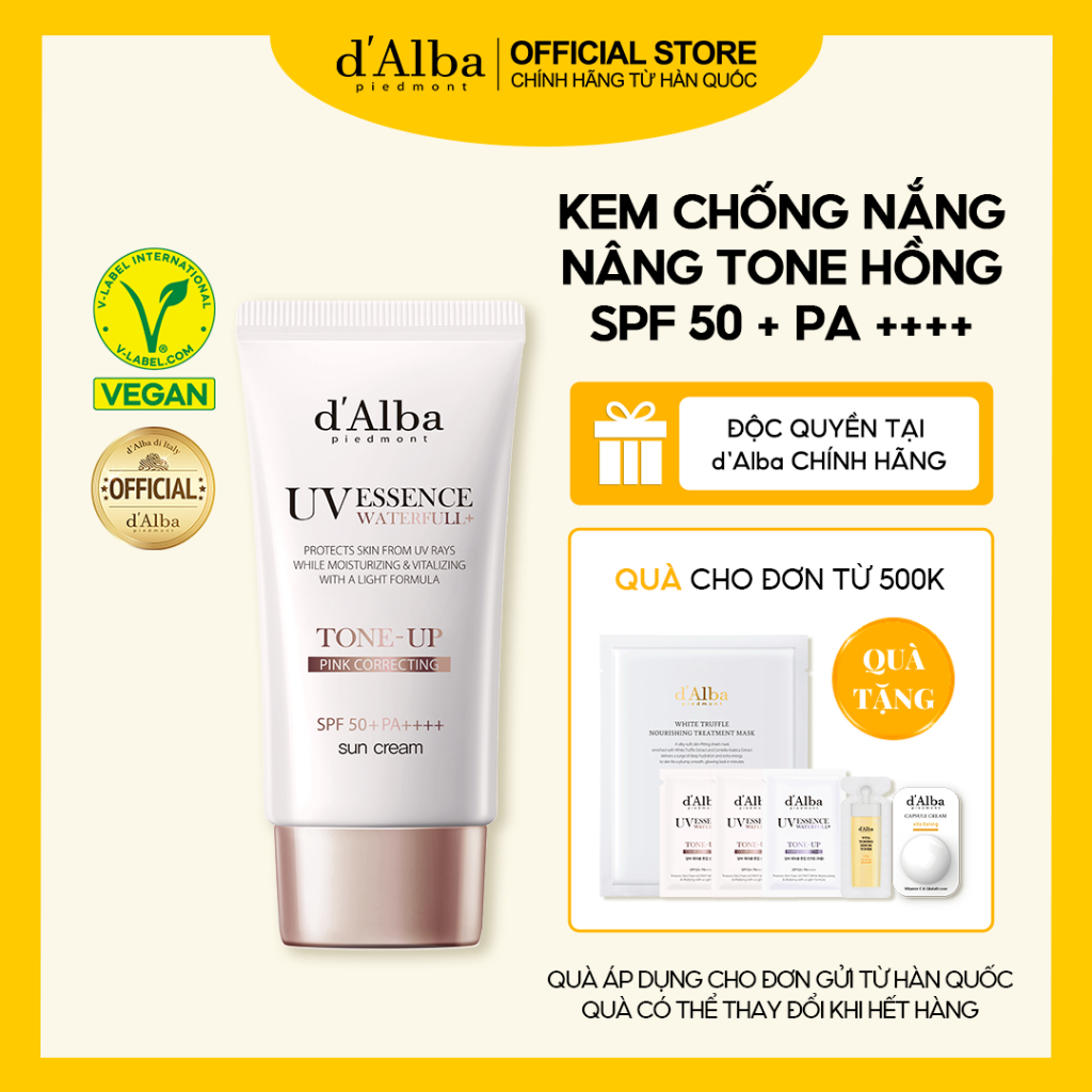 [d'Alba Official] Kem chống nắng nâng tông da Waterfull Tone-up Sun Cream SPF 50+ 50ml