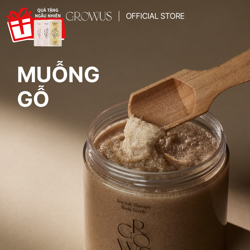 [GROWUS Chính hãng] Muỗng gỗ sử dụng kèm sản phẩm khi tẩy tế bào chết toàn thân Growus Wood Scoop fo