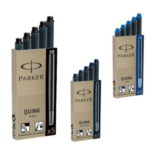 PARKER QUINK FOUNTAIN PEN CARTRIDGE (ĐEN / XANH), GÓI 5