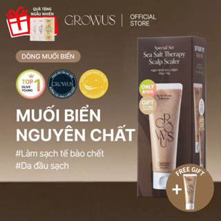   GROWUS Chính hãng  SET Tẩy tế bào chết da đầu muối biển giảm gàu nhờn làm mát da đầu tóc tơi khoáng chất cung cấp dưỡng chất cho tóc và da đầu GROWUS Sea Salt Therapy Scalp Scaler 250g +30g 