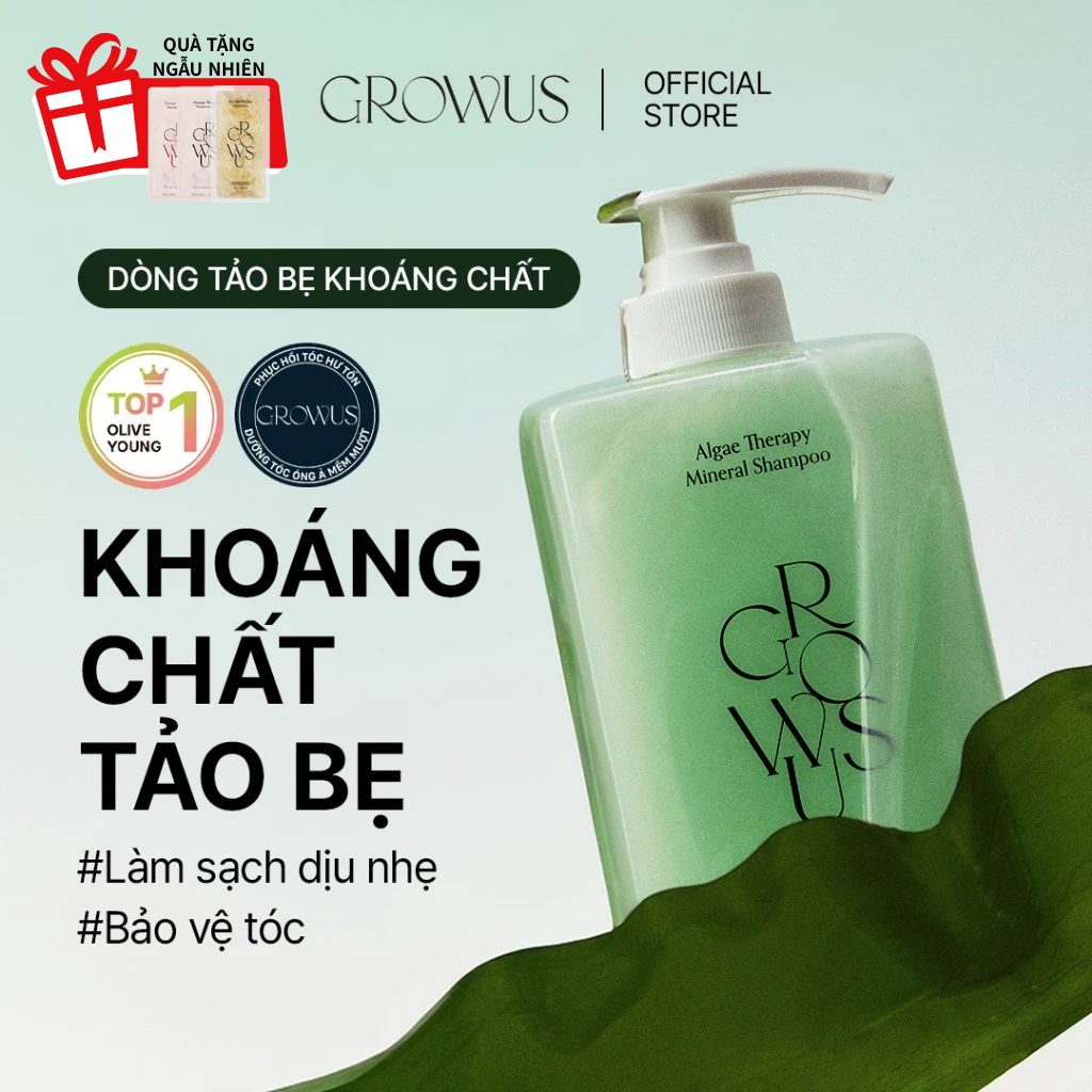 [GROWUS Chính hãng] Dầu gội dưỡng tóc thế hệ mới tảo bẹ khoáng chất PDRN, hỗ trợ chống lão hóa da đầ