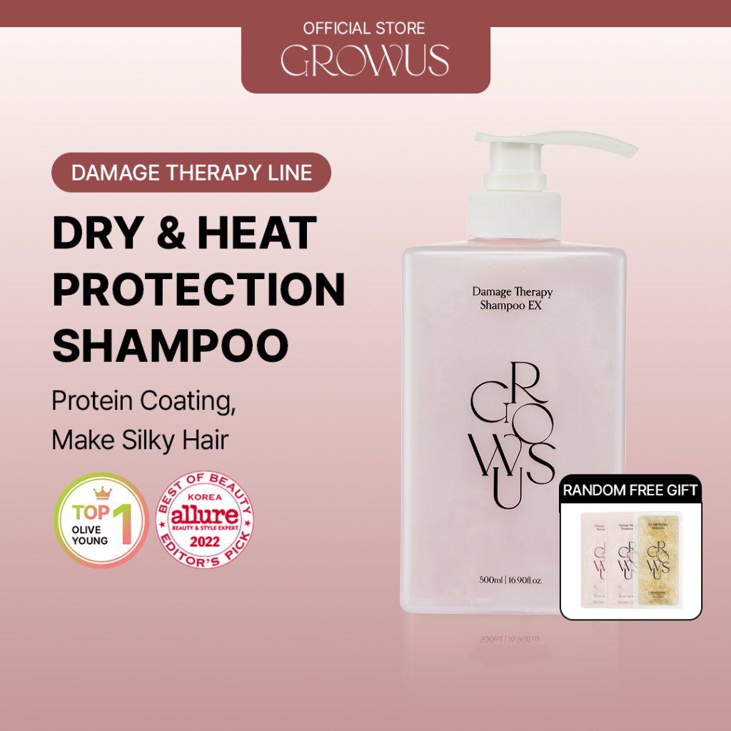 [GROWUS Official] Damage Therapy Dầu gội EX 500ml | 7 loại Collagen, Chitosan & chăm sóc tóc hư tổn 