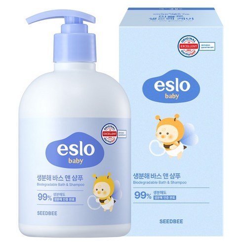 🇰🇷 [Sản phẩm Hàn Quốc] Dầu gội & tắm rửa trẻ em có thể phân hủy sinh học SEEDBEE ESLO – 500ml, pH nh