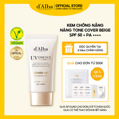 [d'Alba Official] Kem chống nắng nâng tone Cover Beige 50ml  Suncream Foundation-Free Cover-Up Cream (SPF50 + PA ++++)