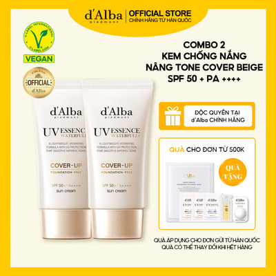 [d'Alba Official] Combo 2 kem chống nắng che phủ tự nhiên _ Waterfull Tone Up SunCream Cover Beige 50ml * 2ea
