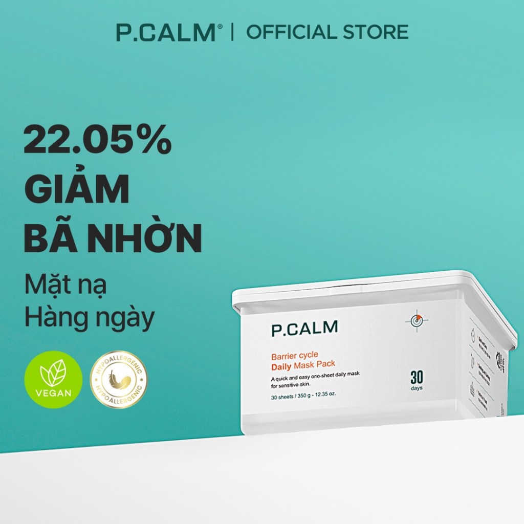[P.CALM] Mặt nạ hàng ngày 30 miếng P.CALM, 8 PHÚT CHĂM SÓC DA MỤN Barrier Cycle Daily Mask Pack