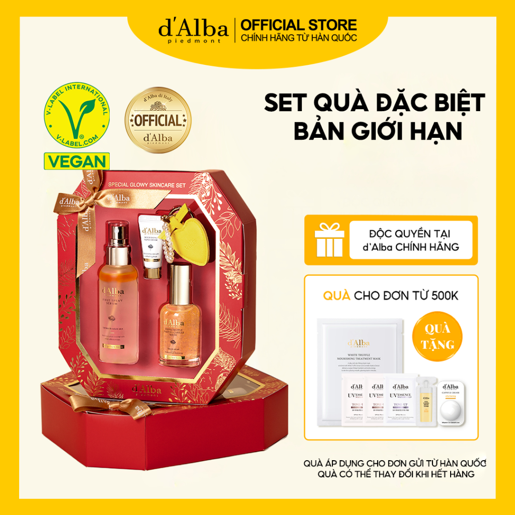   d'Alba Official  SET quà tặng độc quyền bản giới hạn  Mist Serum 100ml Vita Capsule Serum 50ml Móc khóa kem tay  