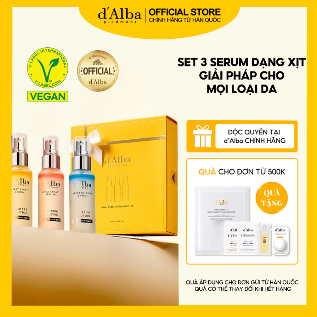 [d'Alba Official] Bộ quà tặng 3 Giải pháp cho da (Serum dạng xịt chống lão hóa, làm dịu da, làm mát)
