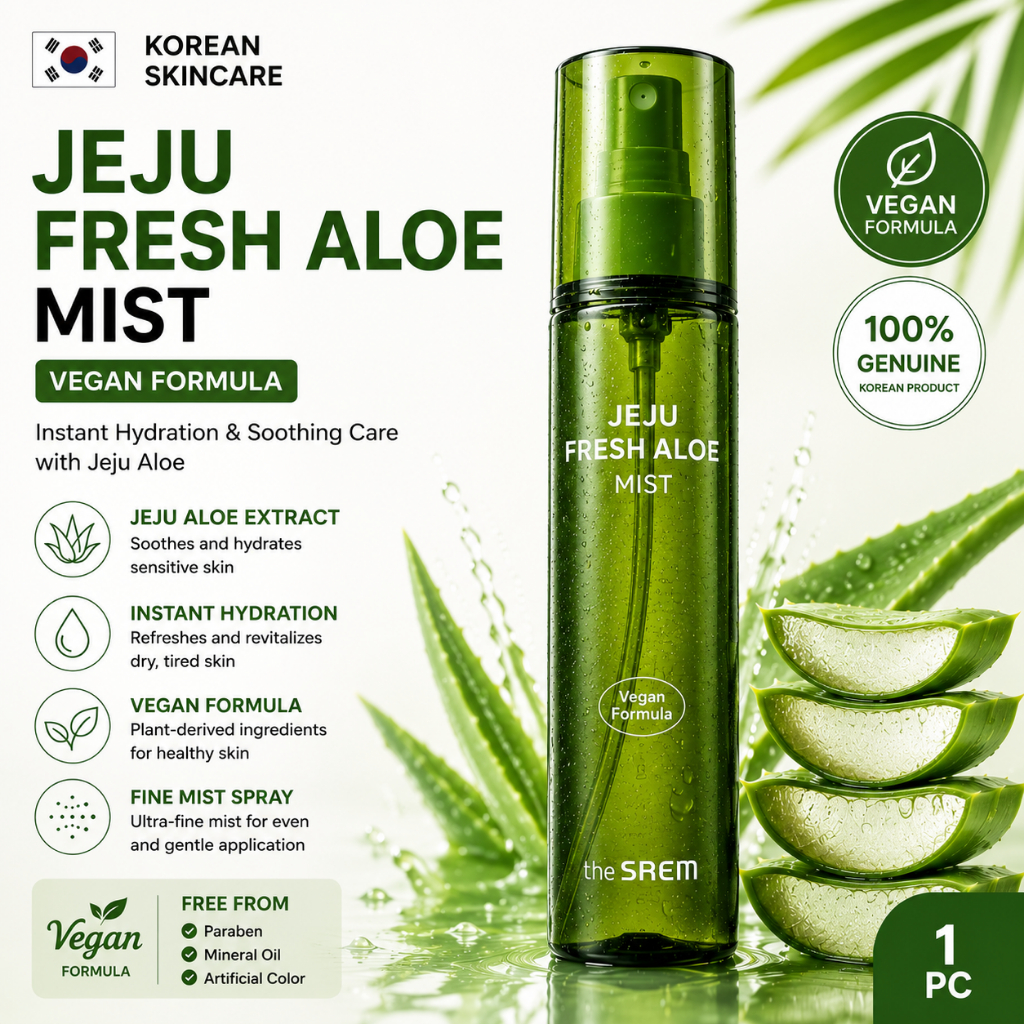 HÀN QUỐC [THE SAEM] Jeju Fresh Aloe Mist Vegan Formula Hàn Quốc Facial Mist Vegan Aloe Formula