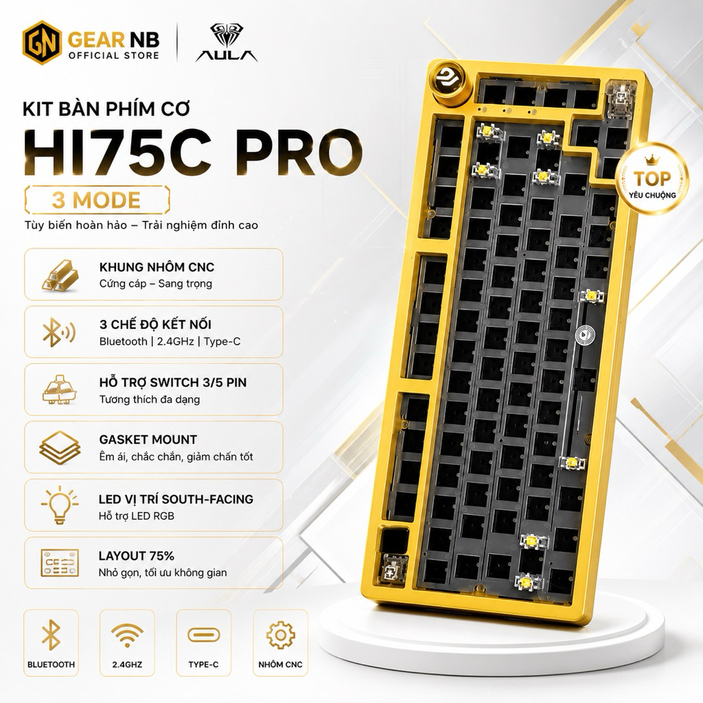[Hoả Tốc] kit bàn phím cơ Leobog Hi75C Pro vỏ nhôm led RGB mạch xuôi hotswap 5 pin kit bàn phím cơ H