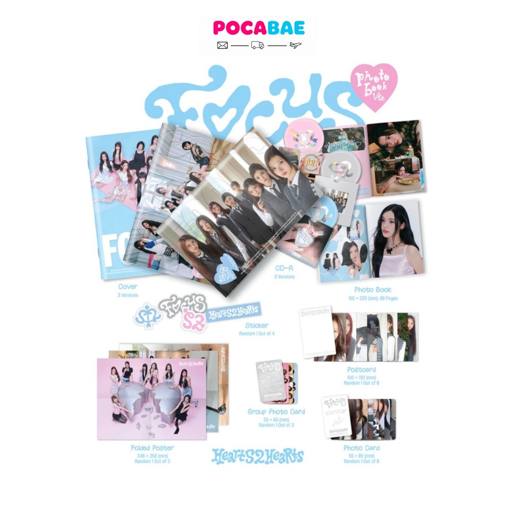 HEARTS2HEARTS Focus Photobook Ver. Album kín (Phiên bản ngẫu nhiên)
