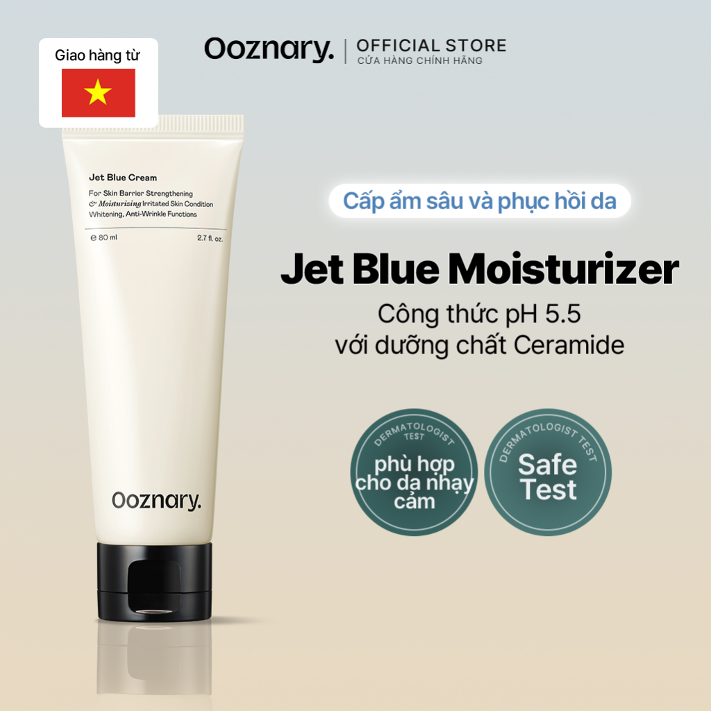 Ooznary Kem dưỡng ẩm sâu Jet Blue Cream, hàng rào bảo vệ da kép Moisturizing Irritated 80ml