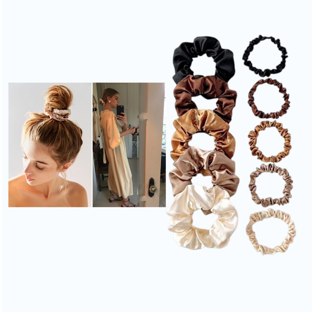 Dây buộc tóc scrunchie thẩm mỹ hàng ngày Liveon 10 chiếc