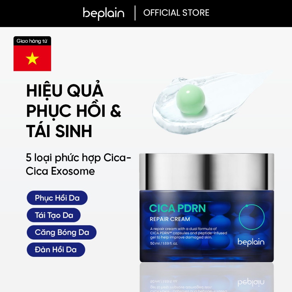 [BEPLAIN X KOL] [Beplain Chính Hãng] Kem dưỡng BEPLAIN CICA PDRN phục hồi, trẻ hóa làn da & cấp ẩm, 
