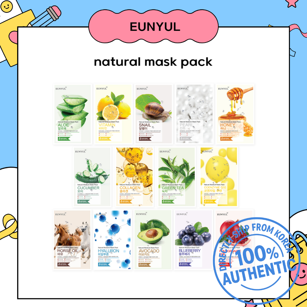 Hàn Quốc eunyul atural mask BỘ GÓI MẶT NẠ TỰ NHIÊN 14 loại / 10 tờ