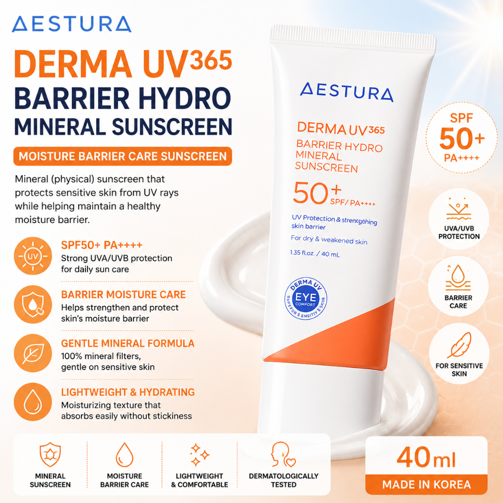 Kem chống nắng AESTURA Derma UV365 Barrier Hydro Mineral SPF50 + PA + + + + 40ml – Kem chống nắng vậ