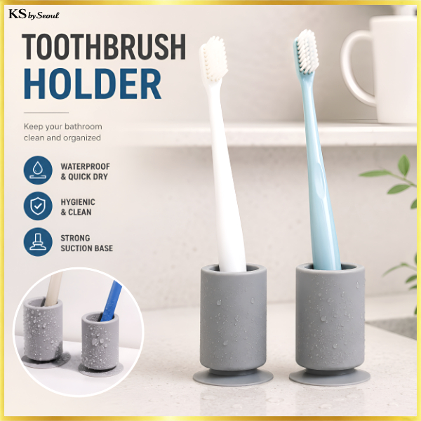 [Daiso Korea] Giá đỡ bàn chải đánh răng chống trượt hút mạnh 2P – [Daiso Korea] Thiết kế silicon