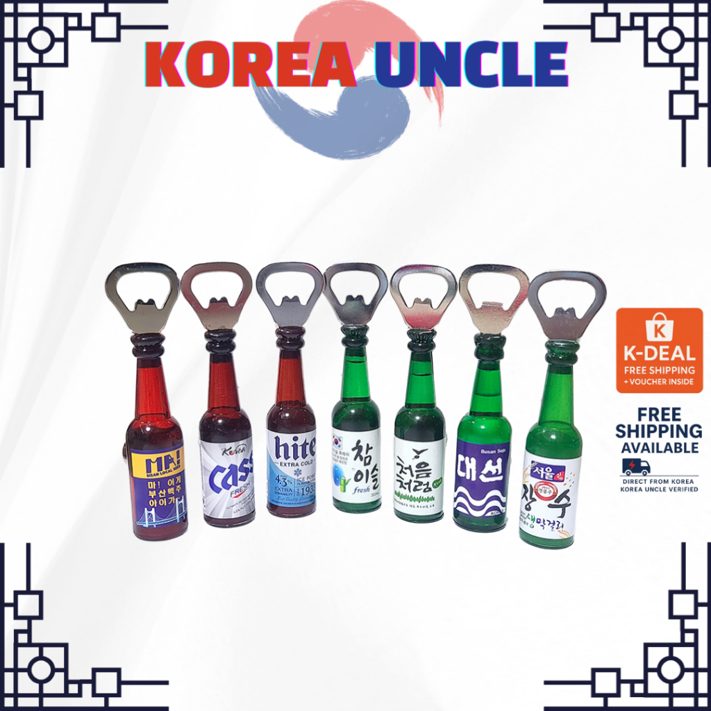Dụng cụ mở chai nam châm chai cồn Hàn Quốc – Nam châm tủ lạnh Soju & Bia Chamisul / Jinro / Terra / 
