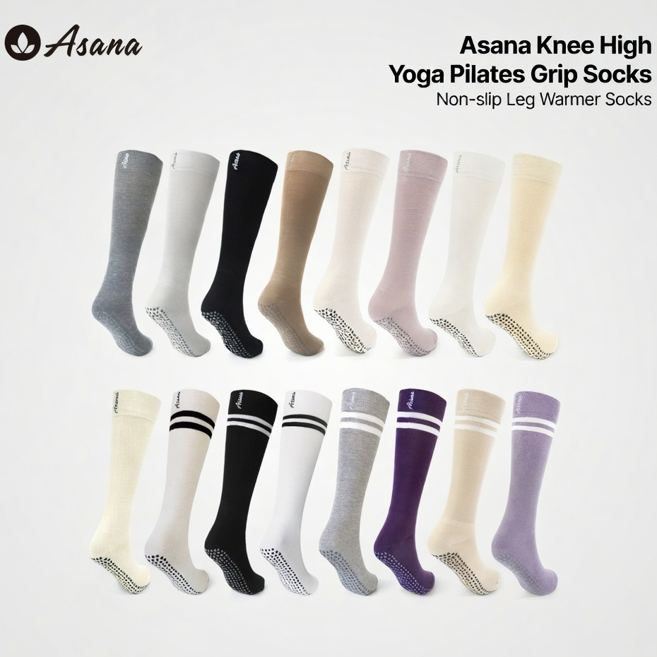 [Asana] Tất tập Yoga cao đến đầu gối, 18 màu, Tất giữ ấm chân chống trượt, Tất Hàn Quốc