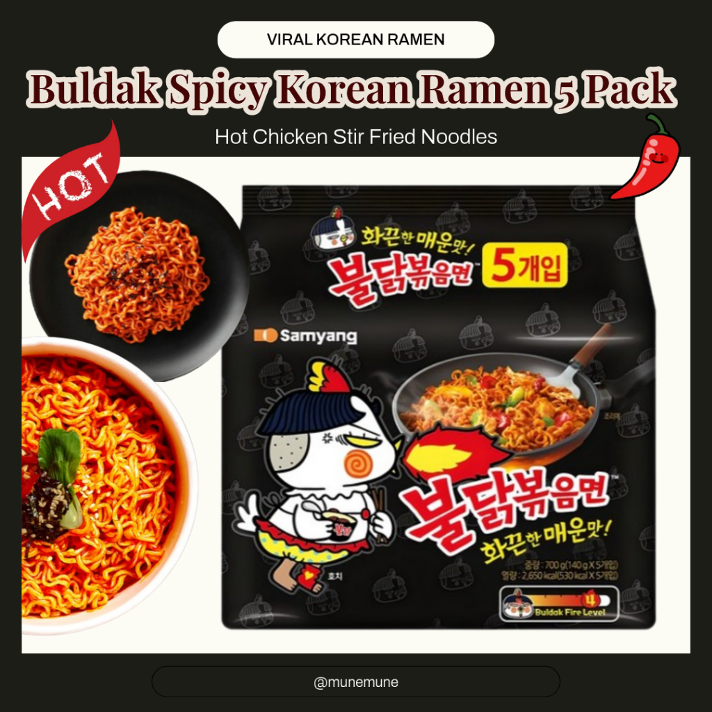 Buldak Ramen Hàn Quốc cay 5 gói Mì xào gà nóng