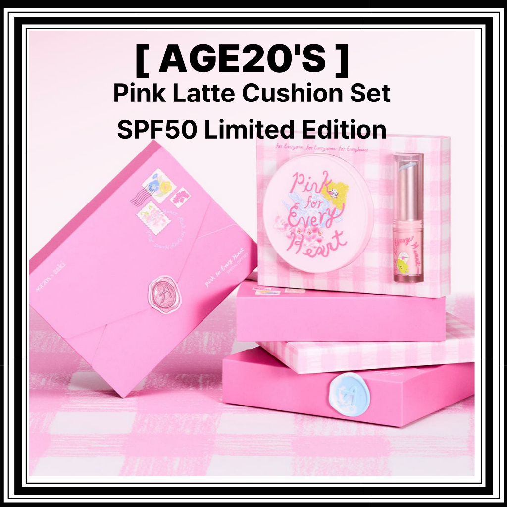 AGE20'S Cushion Foundation Essence Pact Pink Latte 21 SPF50 Lip Balm Set Hồng Cho Mọi Trái Tim