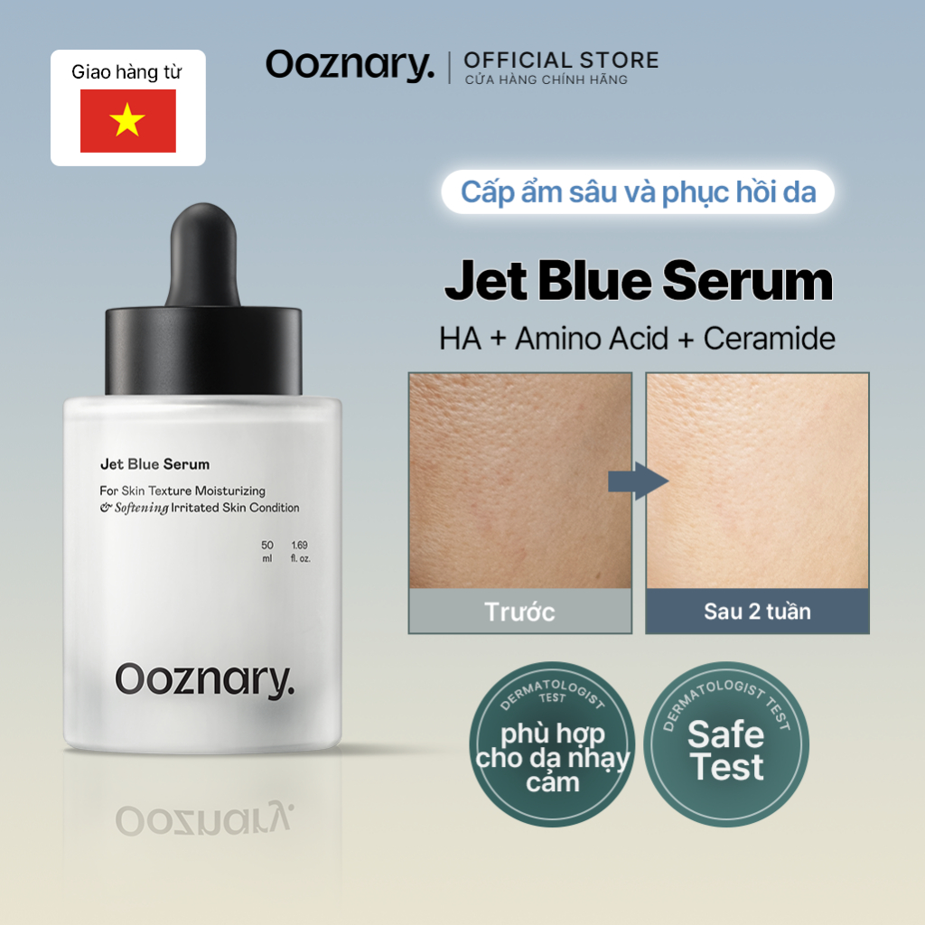Ooznary Serum Jet Blue cấp ẩm sâu, làm sạch da chết và sợi bã nhờn, Softening Irritated Skin 50ml