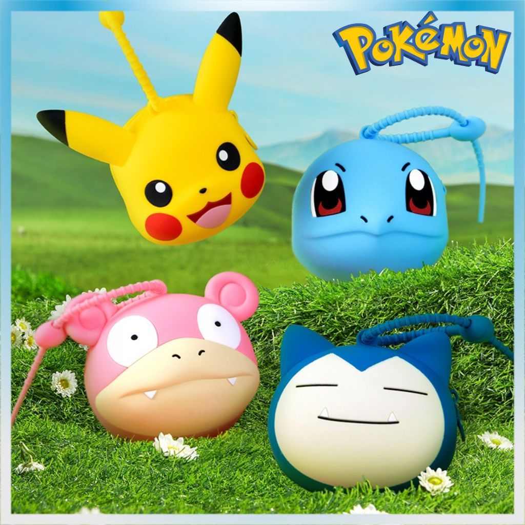 Túi đựng chìa khóa Mini Pokemon Silicone Hộp đựng tiền xu AirPods