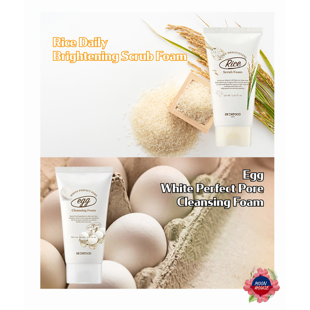 Skin Food Rice White Meal Scrub Foam, Egg White Perfect Pore Cleaning Foam (150ml)